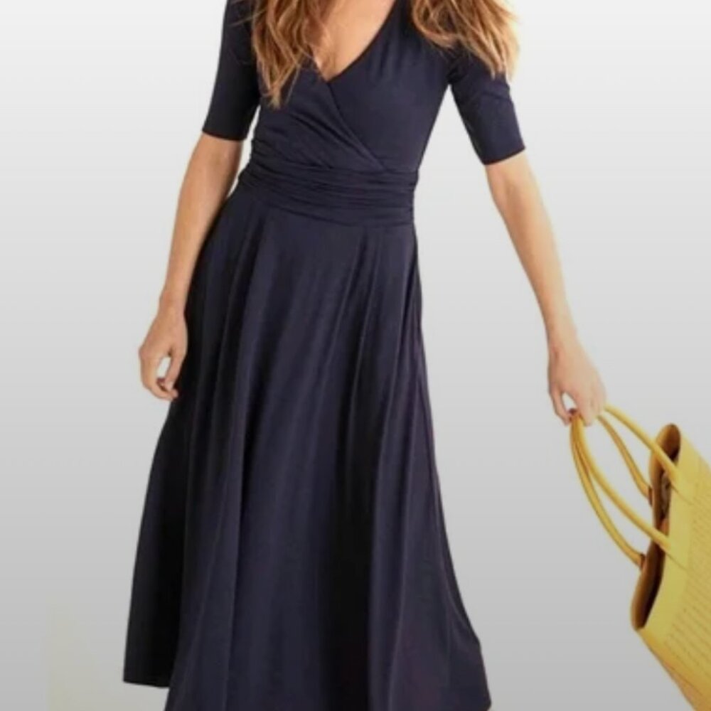 BODEN Kassidy Jersey Navy Blue Midi Dress Size 12